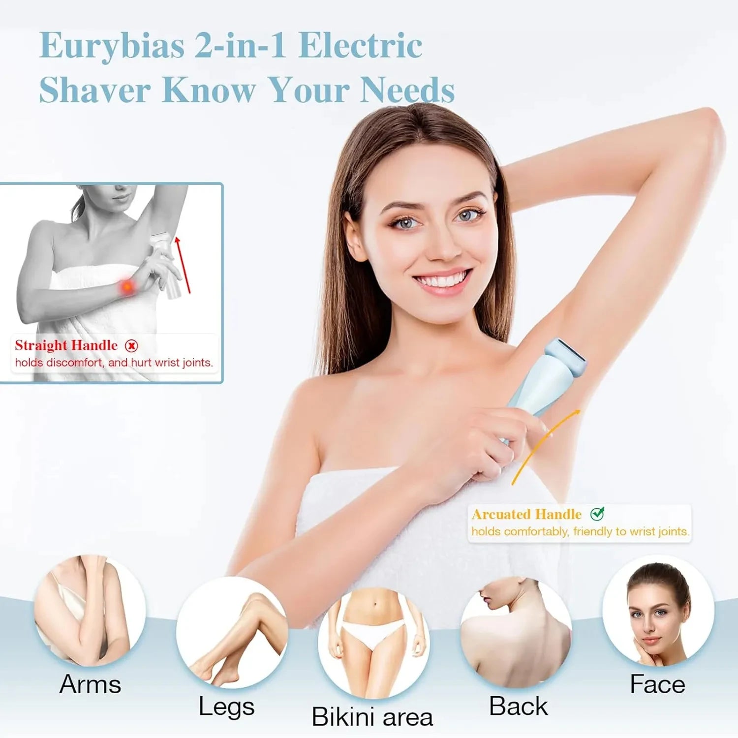 Electric Razors for Women 2 In 1 Bikini Trimmer Face Shavers Hair Removal for Underarms Legs Ladies Body Trimmer IPX7 Waterproof