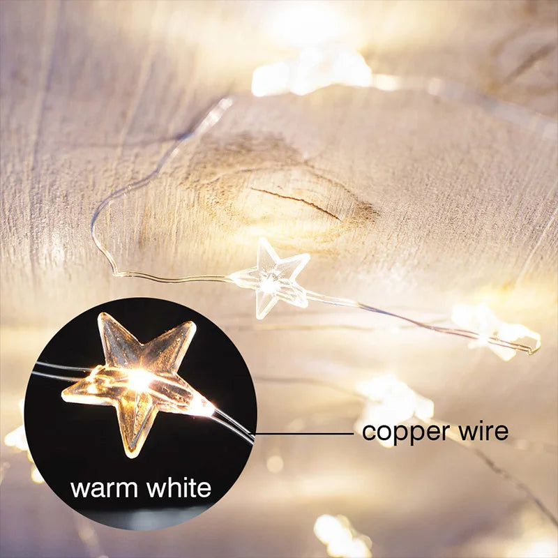 4M LED Fairy Light CR2032 Battery power Holiday Lighting Star String Garland Decoration For Wedding Bedroom Party Gift Ornament