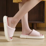 Couples Home Linen Slippers Women Indoor Soft Comfortable Bedroom Slides Men Leisure Non Slip House Shoes Platform Cotton Flats