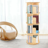 3/4/5 Tier Rotating Display Bookshelf -360° Unique Revolving Storage Rack, Floor Standing Wood Bookshelf Organizer