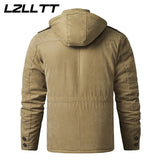 LZLLTT Men Winter Warm Parkas Mens Fleece Detachable Hat Jacket Parkas Men Casual Cotton Outdoor Fur Trench Padded Jackets Coats