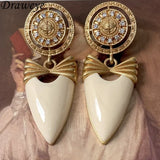 Draweye Bows Geometric Earrings for Women Medieval Palace Style Elegant Fashion Pendientes Mujer Vintage Dinner Party Jewelry