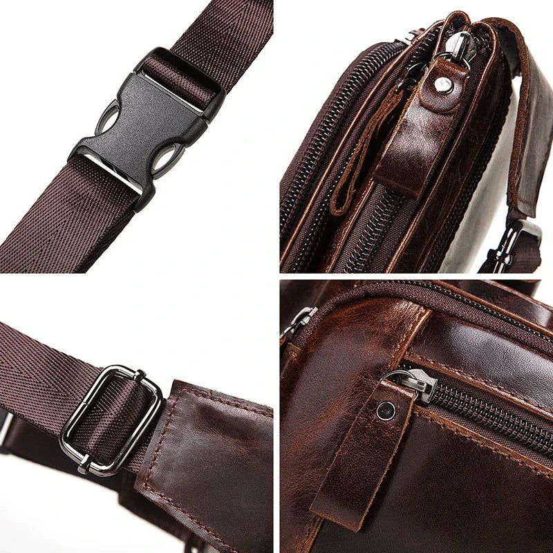 Fashion Waist Packs Men Genuine Leather Organizer Travel Chest Bag Necessity Waist Belt Mobile Phone Small Bum Bag bolso hombre