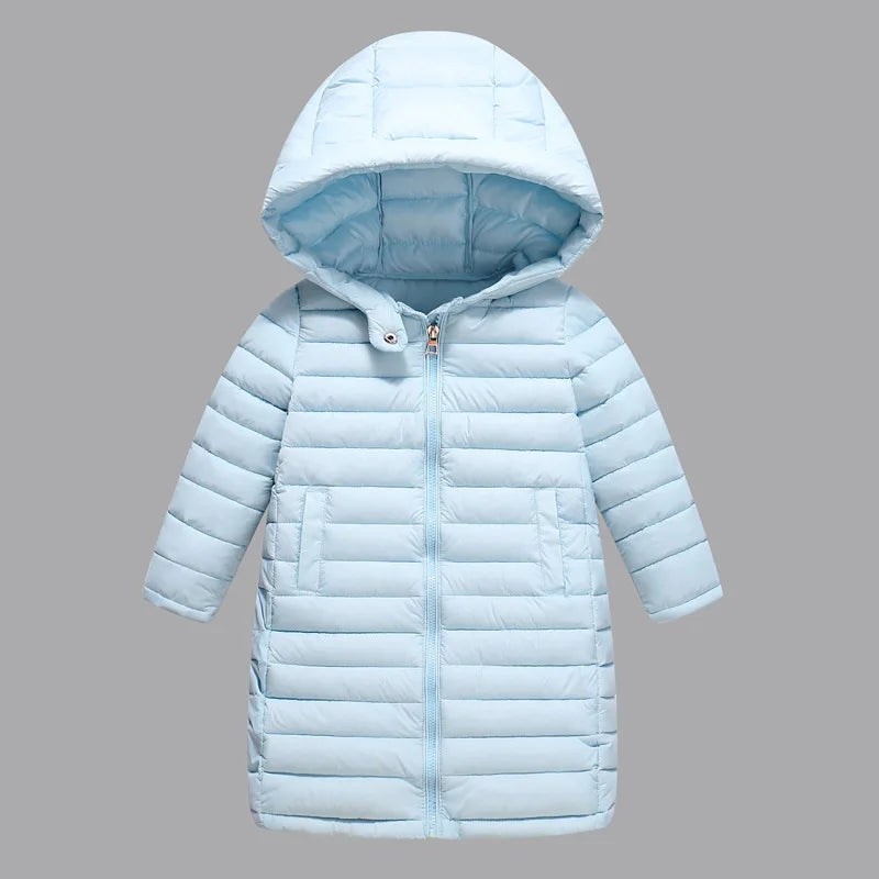 Kids Cotton Jackets Winter Boys Down Jackets Girls Hooded Long Coats For 4-10Yrs Teen Children Long Outerwear Kid Thick Snowsuit