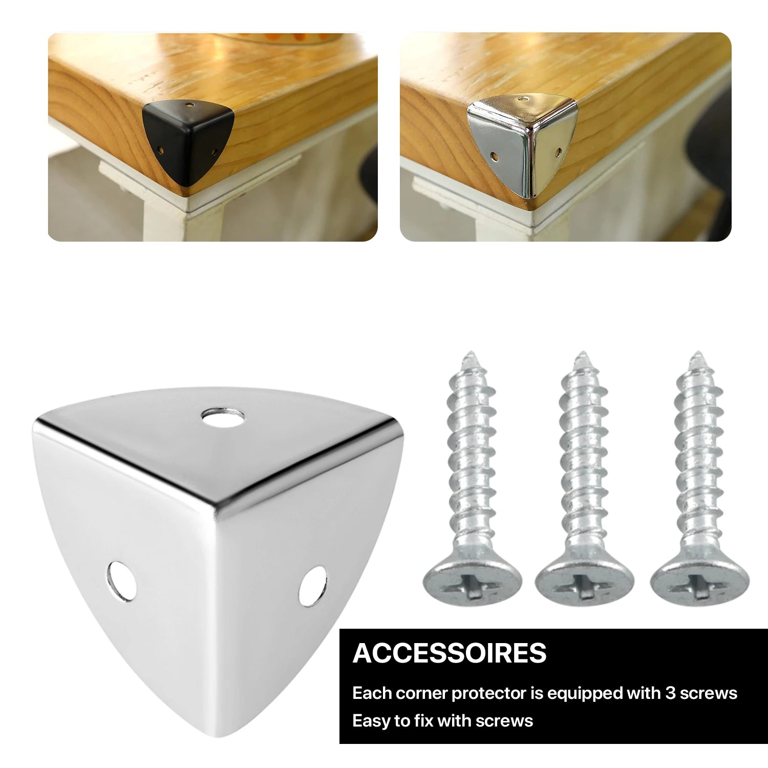 4/8pcs Metal Box Corner Protectors Wooden Box Coner Protector Furniture Hardware Protector Decorative Corner 25/39mm+Nails