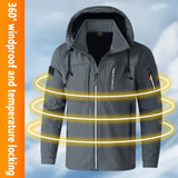 Winter Men's Outdoor Jackets Fleece Lining Windbreaker Waterproof Hiking Warm Jacket for Man Detachable Hat Casual Coats