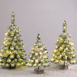 48/60/75cm Pre-Lit Artificial Mini Christmas Tree Snow Flocked Artificial Pine Xmas Tree with LED Lights Desktop Christmas Trees