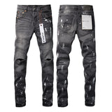 2024 New Fashion Trend High Quality Jeans Classic Retro American High Street Ripped Gray Paint Washed Skinny Jeans Men