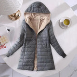 Soft Hooded Coat Long Sleeves Winter Jacket Plush Lining Warm Autumn Jackets Winter Cardigan Coat  Windproof