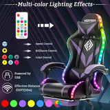 Gaming Chair Footrest Massage Swivel Ergonomic Racing Computer Office Chair With LED bluetooth Speaker Height Adjustable