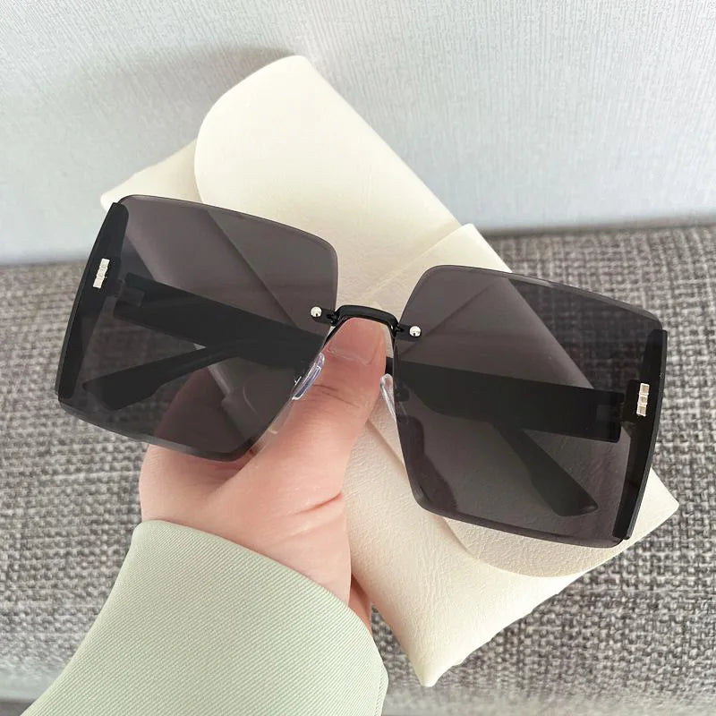 Vintage Square Sunglasses Woman Classic Retro Gradient Mirror Frameless Sun Glasses Female Fashion Rimless Oculos De Sol