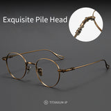 Xbora Classic Trendy Round Eyeglasses Frame Retro Pure Titanium Optical Prescription Glasses For Men And Women GP401