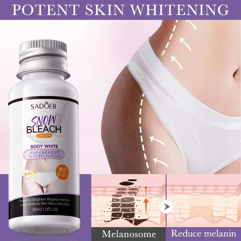 Snow Whitening Cream Quickly Private Parts Dark Skin Underarm Brighten Lotion Inner Thigh Elbows Bleach Joint Remove Melanin