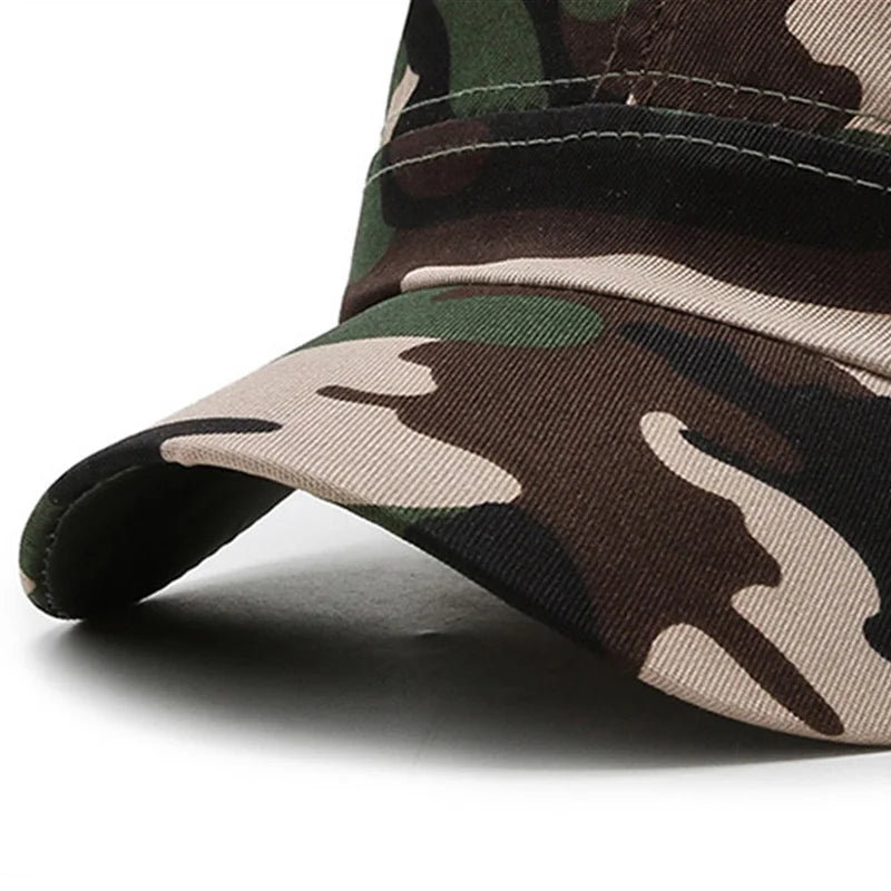 Camouflage Men's Baseball Cap Fishing Hat Cotton Flat Cap Adjustable Outdoor Breathable Visor Sun Protective Hat Summer Sun Hat