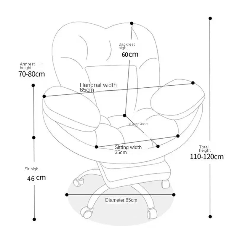 كرسي مكتب كمبيوتر مريح لغرفة النوم والمنزل يمكن الجلوس عليه واستلقاءه مع مسند للقدمين، كرسي مكتب فردي للفتيات