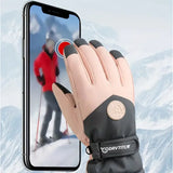 Winter Unisex Snowboard Ski Gloves PU Leather Non-slip Touchscreen Waterproof Motorcycle Cycling Fleece Warm Snow Gloves