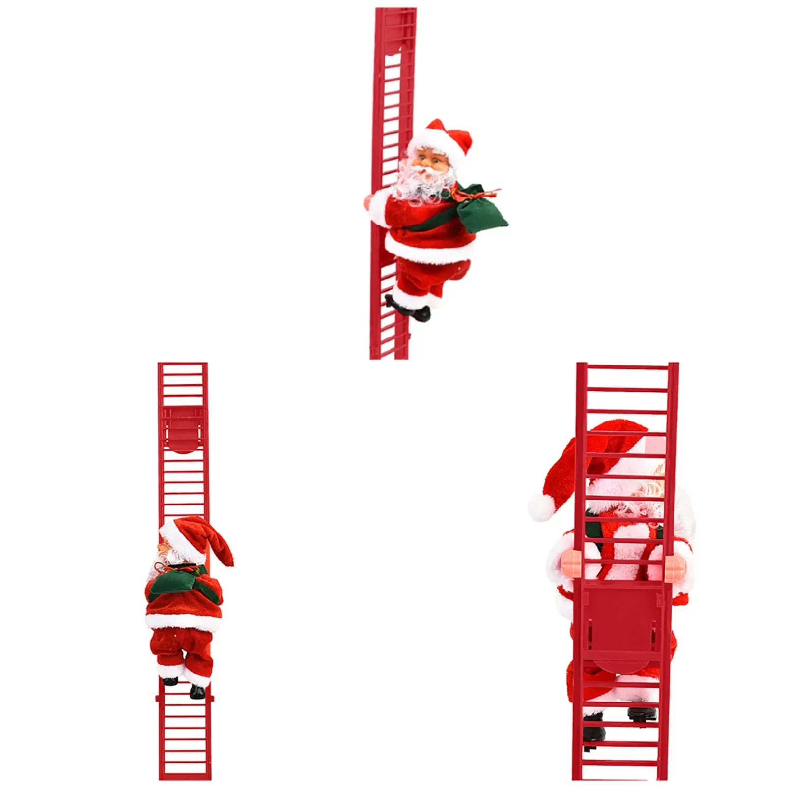 Electric Climbing Ladder Santa Claus with Music & LED Light, Xmas Tree Decorations Hanging Christmas Ornaments Tree Decor