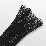 3m/9.85ft PET Expandable Braided Sleeving Flexible Wire Mesh Sleeve Black For TV Audio PC Cords Protect From Pets Chewing