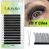 Lakanaku 1D/2D/3D YY Shape Lashes Faux Mink C/D Natural Soft Brazilian Eyelash 3 Split Tips YY Cilios Lashes Extension