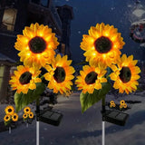 1pcs, Sunflower Solar Lamp, 3 LED Sunflower Yellow Flower Lamp Decor,For the decoration of patios, lawn gardens