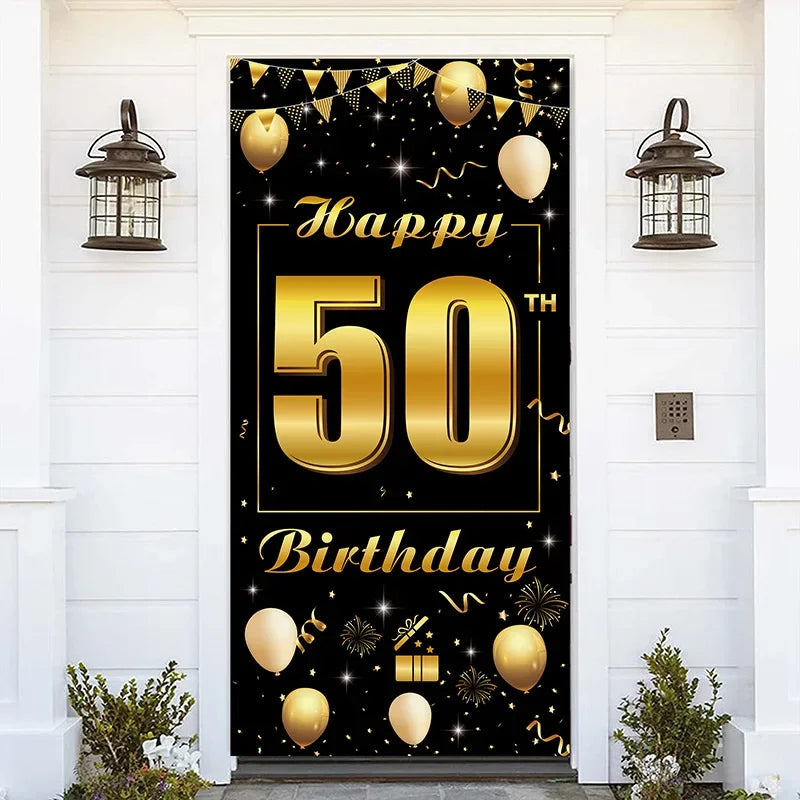 Black Gold Birthday Balloon Banner Cheer 18th Happy 18 Year Old Birthday Ballon Backdrop Happy Birthday Party Decor Baloon