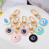 Wholesale Lucky Evil Eye Keychain Ethnic Style Turkey Pink Blue Enamel Crystal Charm Pendant Key Ring Accessories