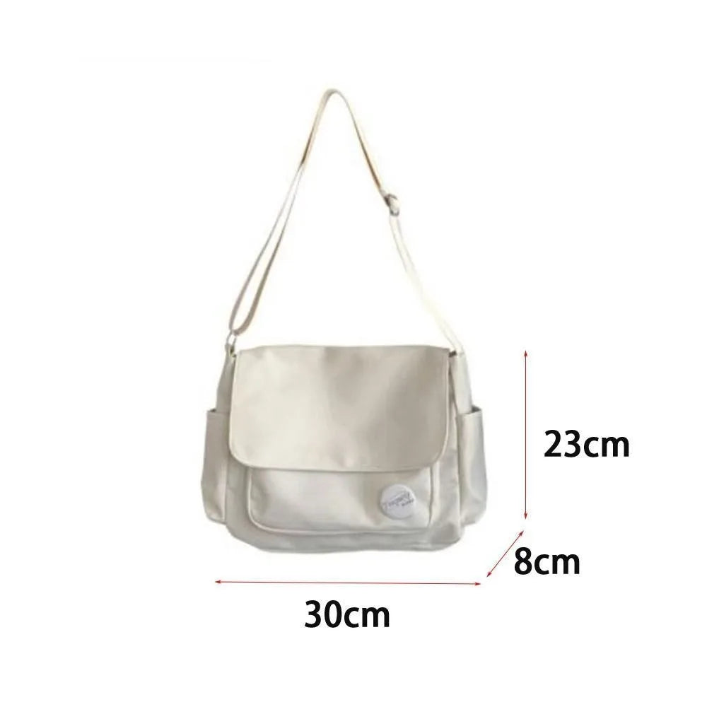 Simple School Student Shoulder Bag Nylon Handbags Solid Color Leisure Large Capacity Messenger Bag Male Female Tote Bag