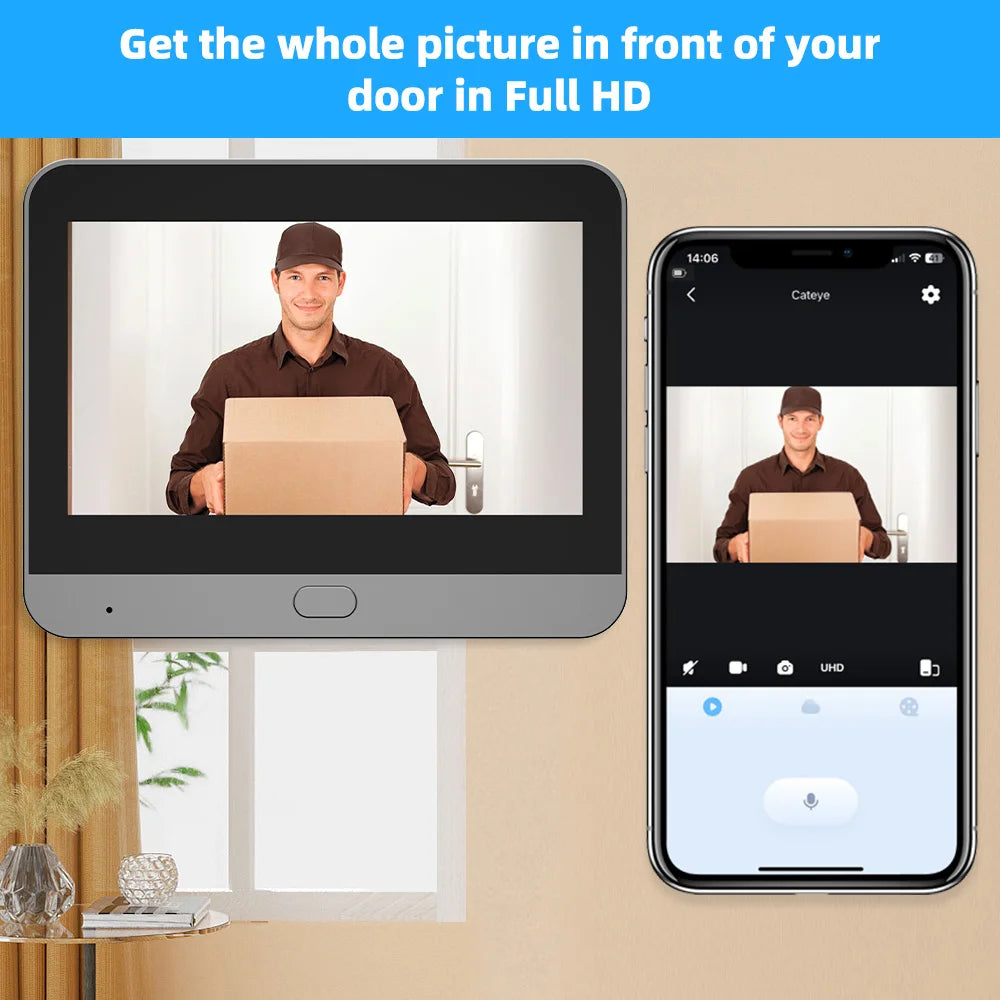 Smart 1080P Mini Digital Peephole Door Camera Wireless WiFi Infrared IR PIR Motion Detection Digital Viewer Doorbell iCam365 APP