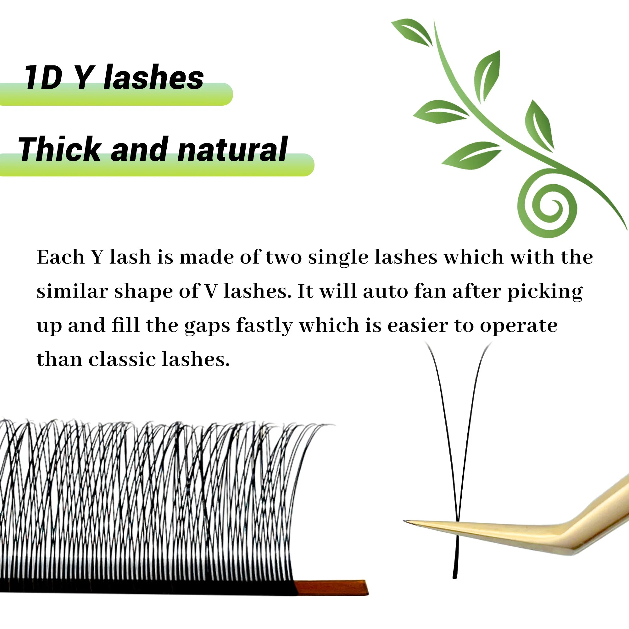 LAKANAKU 1D/2D/3D YY Cilia and Brazilian Volume Eyelashes Extension Mink Three Tips Y Soft PBT YY Eyelash Volume Brasileiro Y