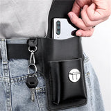 men's Mini Waist Pack Multifunctional PU Leather Key Bag With Belt Male Waist Bags Cell Phone Loop Holster Phone Pouch Wallet