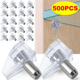 500pcs Transparent Shelf Studs Pegs Plastic Laminate Support Cabinet Wardrobe Shelves Glass Plate Support Furniture Hardware