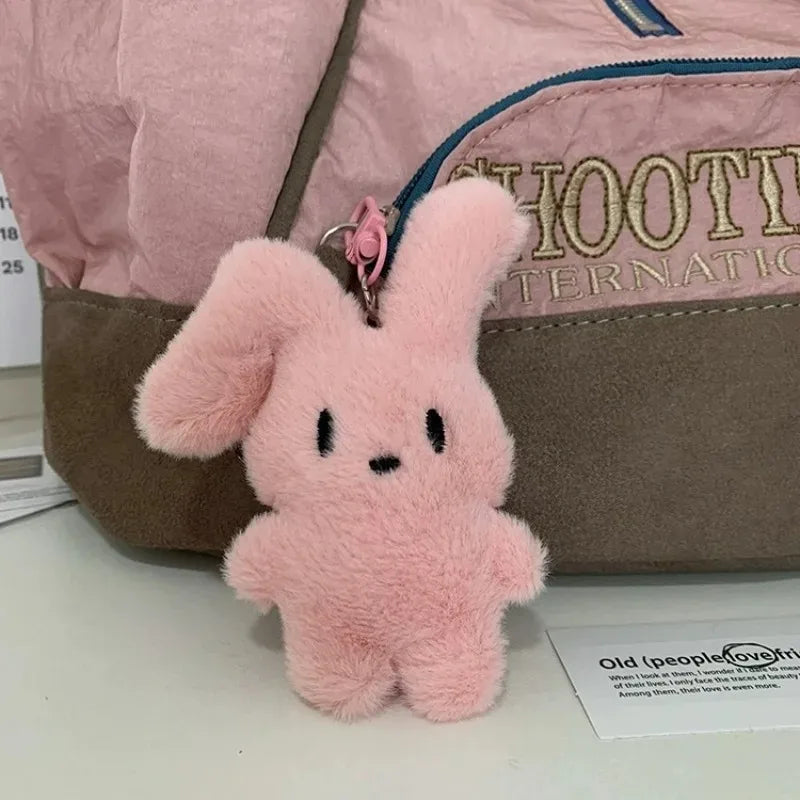 Kawaii Plush Cartoon Keychain New Cute Green Pink Plush Soft Rabbit Doll Keys Chains Funny Lovely Animals Backpack Bag Pendants