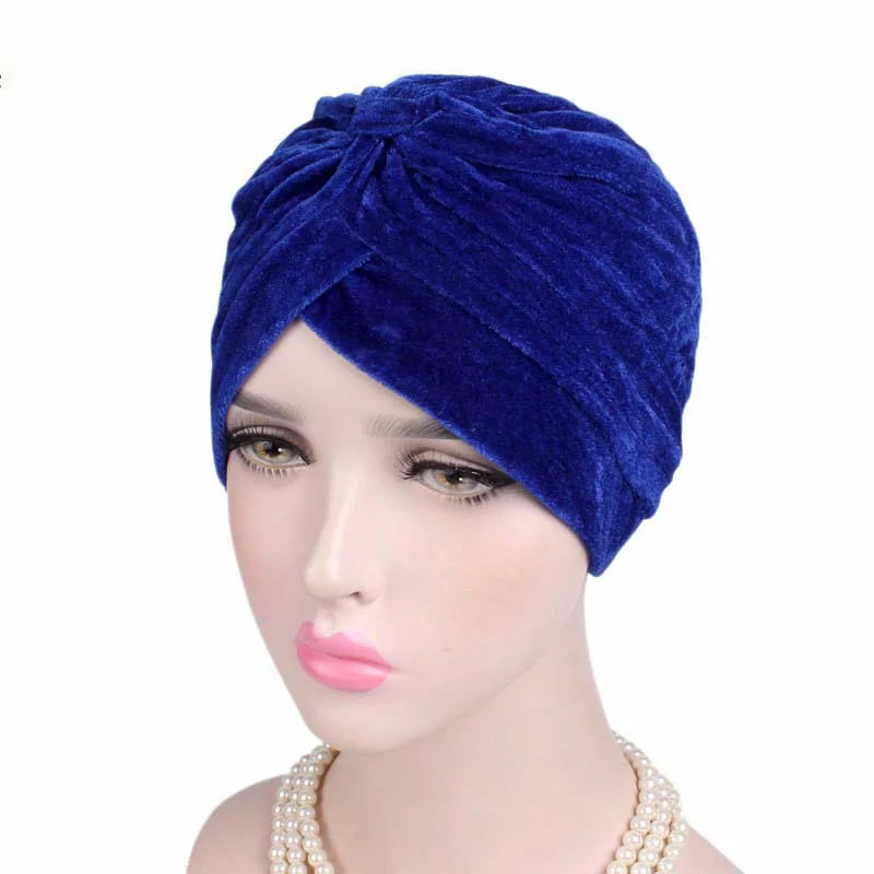 Women Velvet Cross Twist Turban Hat Headband Muslim Hijab Caps Female Hijab Underscarf Caps Hijabs Head Wrap Hair Accessories