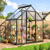 4x6 FT Greenhouse for Outdoors, Polycarbonate Greenhouse with Quick Setup Structure and Roof Vent