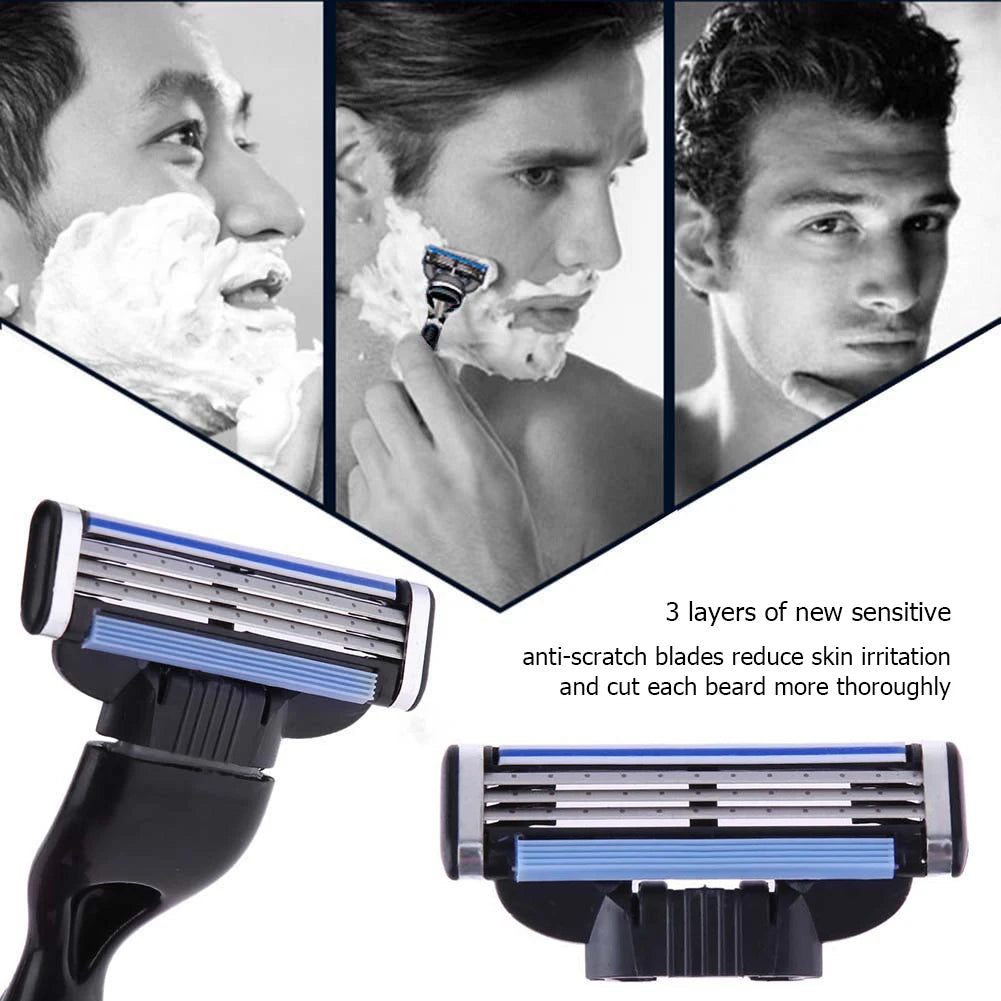 8-48PCS Manual Razor Blade for Gillette Mach 3 Stainless Steel Blade Sharp Safety 3-Layer Man Shaver Blades Replacement Gifts