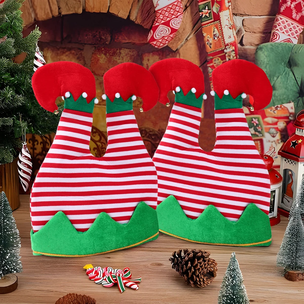 Red Christmas Beanie Party Hats Humorous Elf Pants Santa Hat Design for Festive Celebrations and Quirky Ugly Sweater Parties