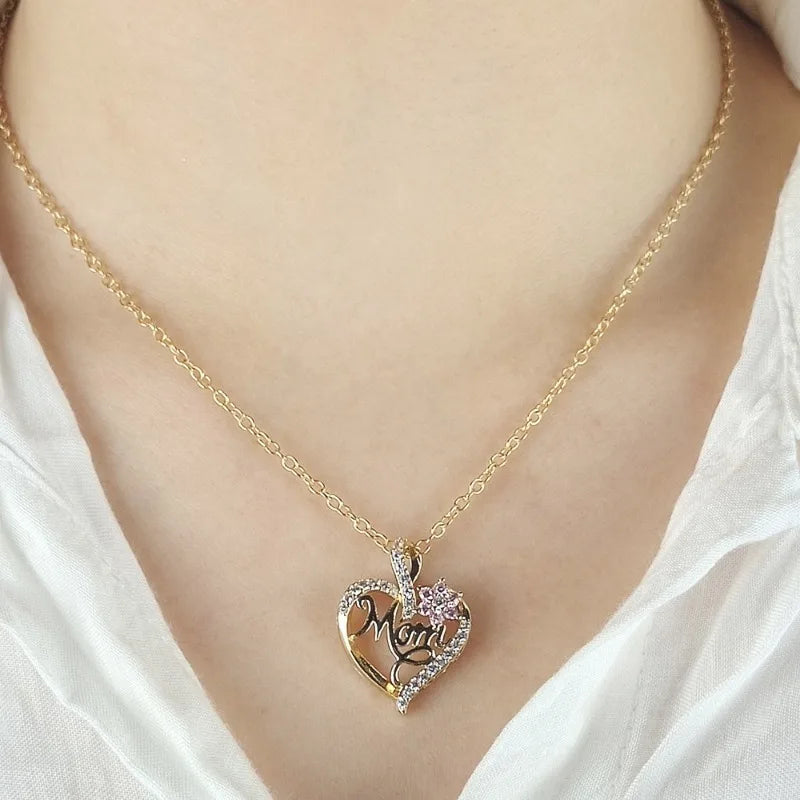 14K Gold-Plated Heart 'MOM' Pendant Necklace - Elegant, Durable Gift to Show Your Love .The Perfect Gift for Your Favorite Mom