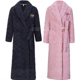 Plus Size Thicken Warm Couple Sleepwear Long Flannel Robe Kimono Bathrobe Gown Loungewear Loose Casual Coral Fleece Homewear