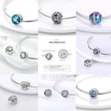 925 Sterling Silver Colorful Round Inlaid CZ Zircon Charms Beads Pendant fit Original Bracelet Jewelry Gift