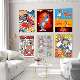 Cartoon Cute T-Tom and J-Jerry Self-adhesive Art Poster Retro Kraft Paper Sticker DIY Room Bar Cafe Stickers Wall Painting