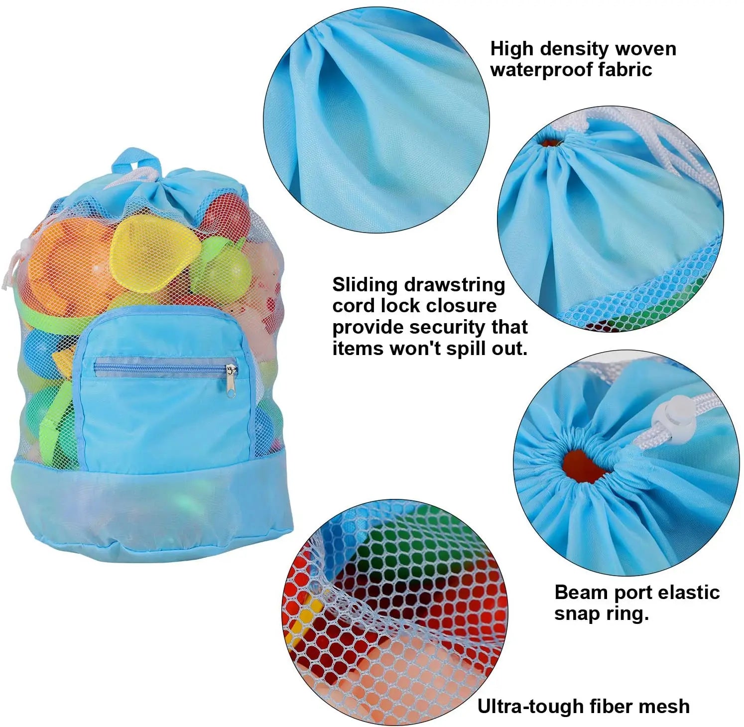 Portable Beach Bag Foldable Net Swimming Bag Children Beach Toy Organizer Storage Backpack Kids Outdoor Swimming Waterproof Bags