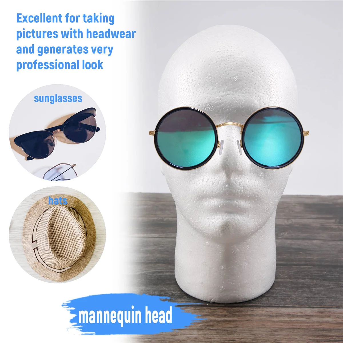 Male Wig Display cosmetology Mannequin Head Stand Model Foam White