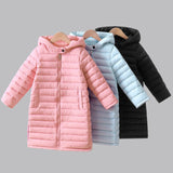 Kids Cotton Jackets Winter Boys Down Jackets Girls Hooded Long Coats For 4-10Yrs Teen Children Long Outerwear Kid Thick Snowsuit