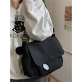 Simple School Student Shoulder Bag Nylon Handbags Solid Color Leisure Large Capacity Messenger Bag Male Female Tote Bag