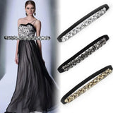 1PC Female Waist Belt For Coats Down Fashion Luxury Ladies Belt Rhinestone Elastic Belt For Women Dresses Full Crystal Gem Black