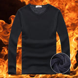 Thickened Fleece-lined Warm Men's T-shirt Base Layer Outer Wear Solid Color Top For Winter Slim Fit Plus Velvet Padded Pullover