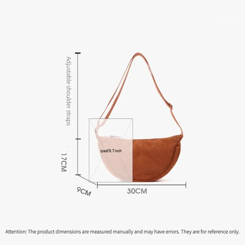 Corduroy Crossbody Bags for Women Ladies Large Capacity Shoulder Bag Fashion Purse and Handbags Solid Color Women Messenger Bag