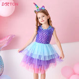 DXTON Baby Girls Dresses Summer Sleeveless Tulle Dress for Girls Kids Princess Party Costumes Cartoon Dresses for Children