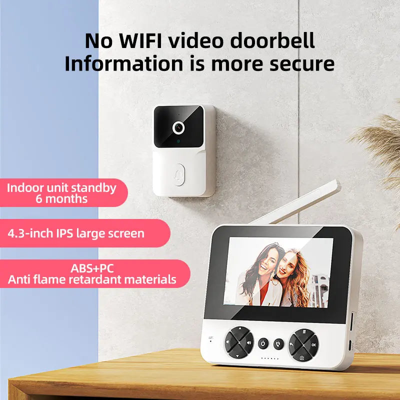 4.3 "Video intercom outdoor wireless doorbell smart home video doorbell with infrared night vision visual surveillance camera