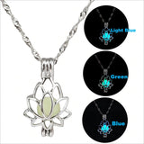 Popular Lotus Night Glow Pendant Collar Chain Noctilucent Necklace  FAshion Jewelry For Children Girls Accessories Gifts